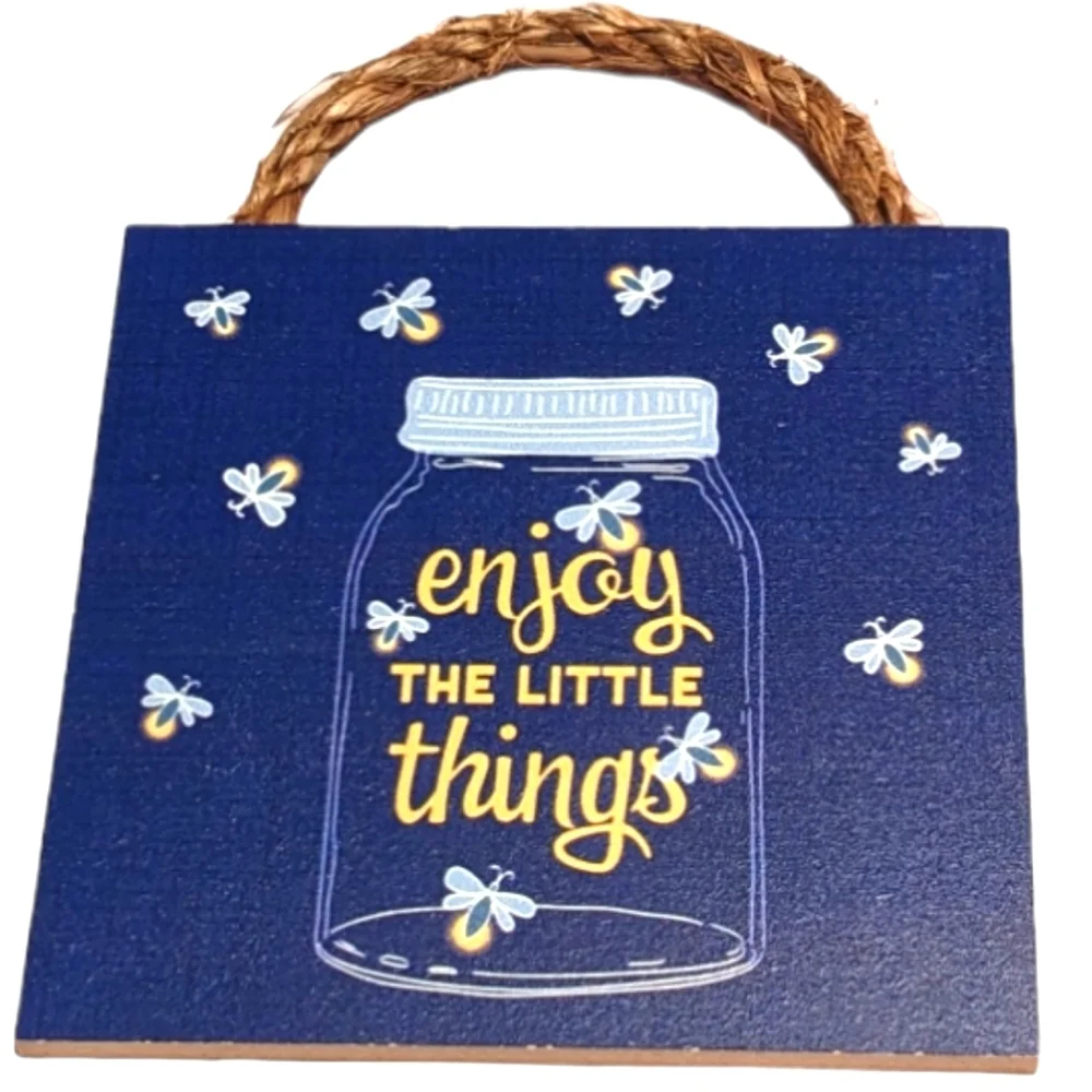Wincraft Enjoy The Little Things Small Wooden Sign Decor with Jute Rope …